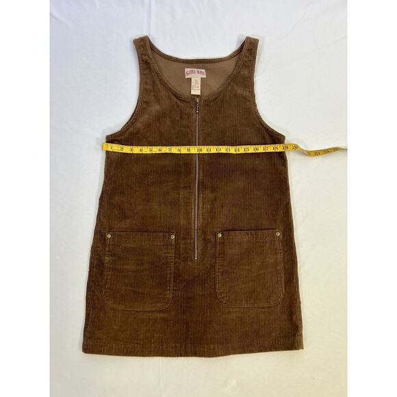 Vtg Alaska Blue Corduroy Zip Front Jumper Dress 100% Cotton Midi Brown Womens L - Picture 8 of 8